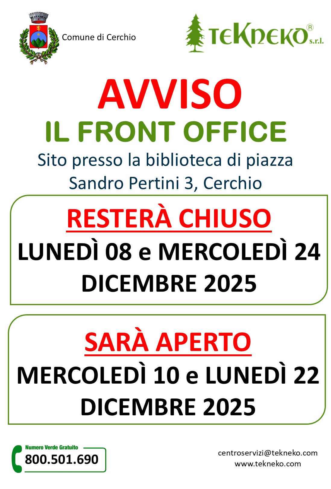 Festività dicembre 2025