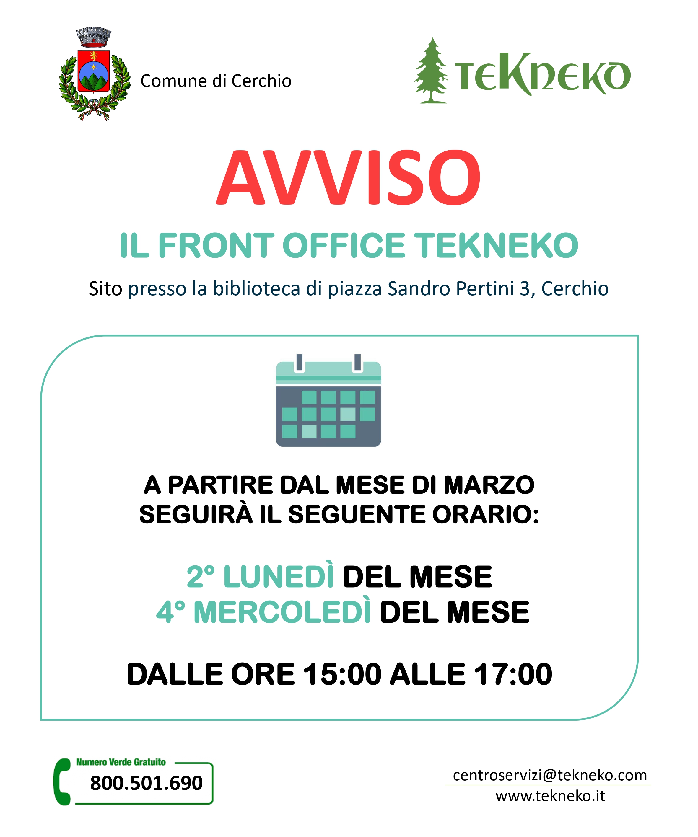 Variazione servizi Front Office