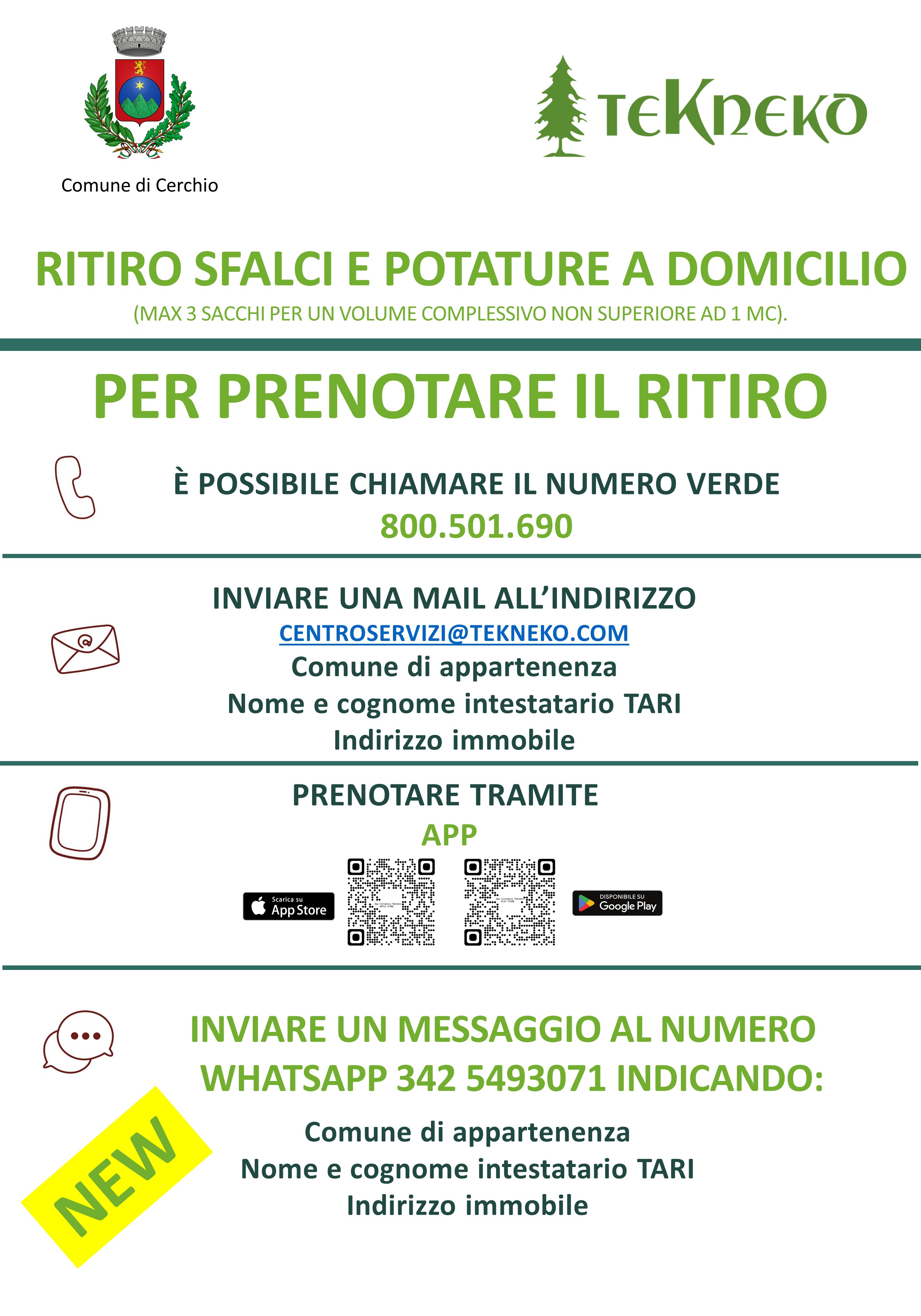 Modalità prenotazione ritiro a domicilio sfalci e potature