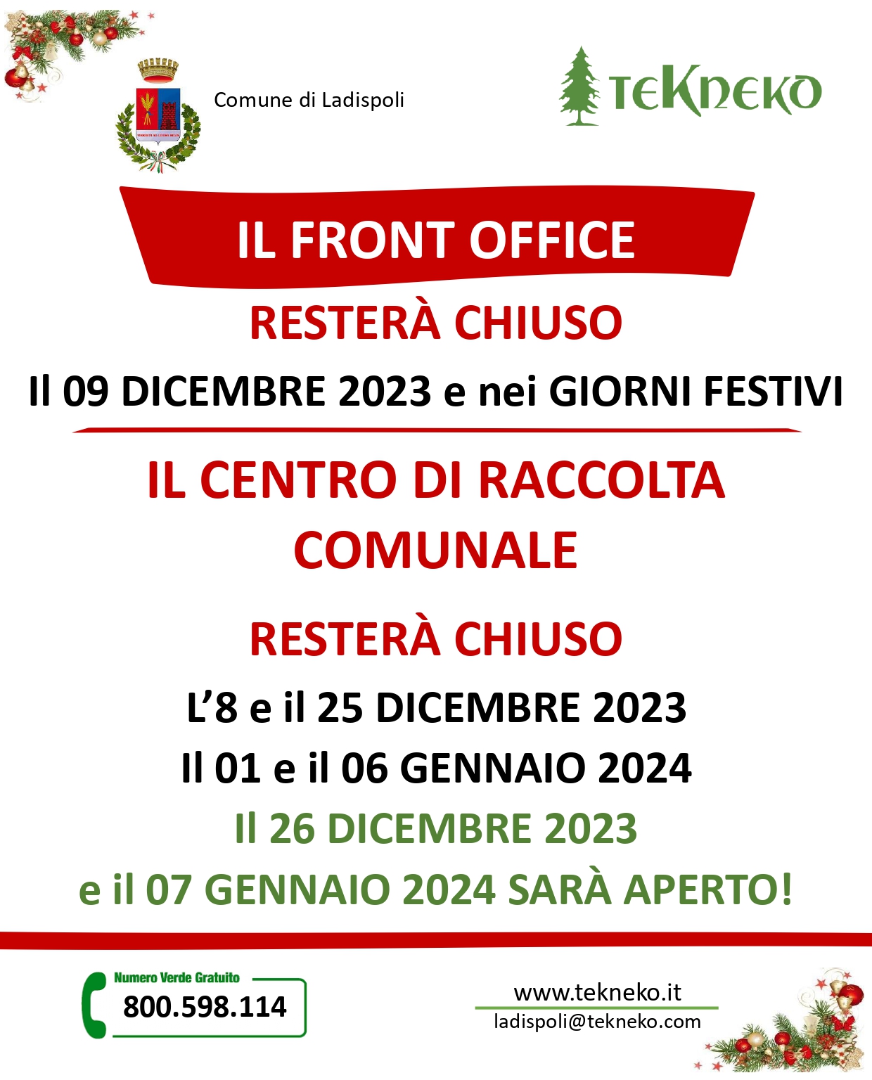 Festività Natalizie 2023 - 2024