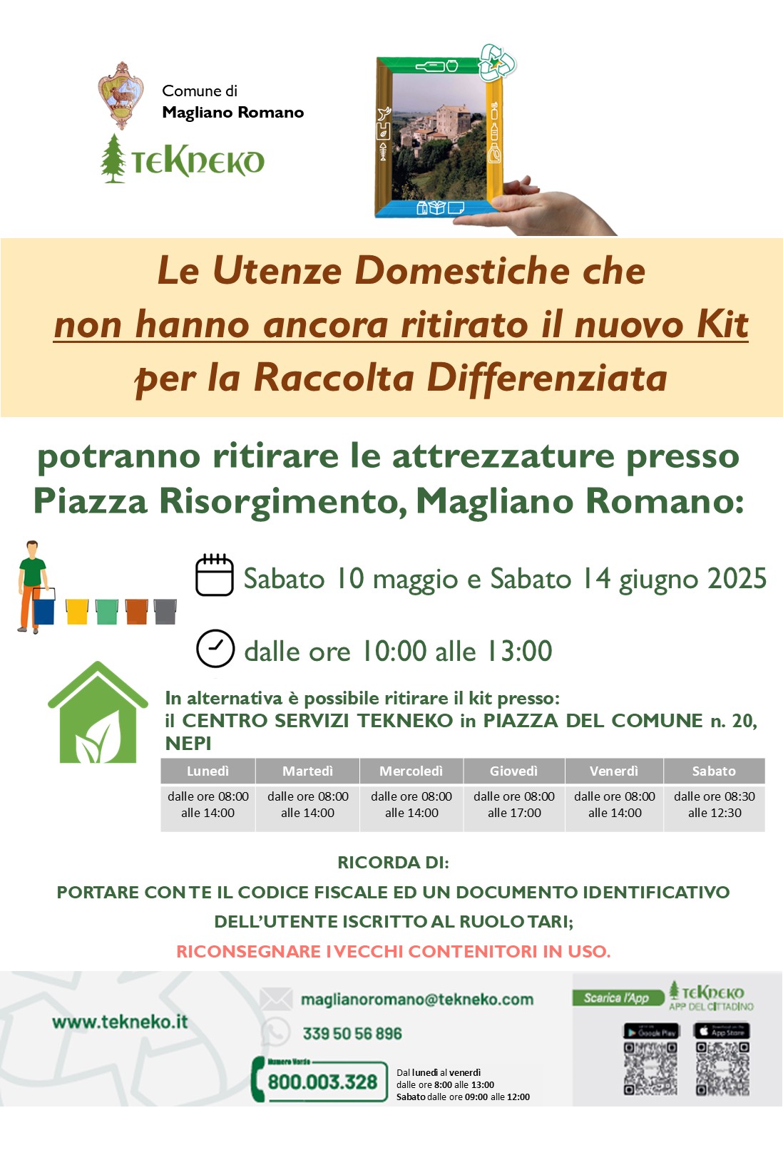 Locandina distribuzione aggiuntiva Nuovo Kit Raccolta Differenziata