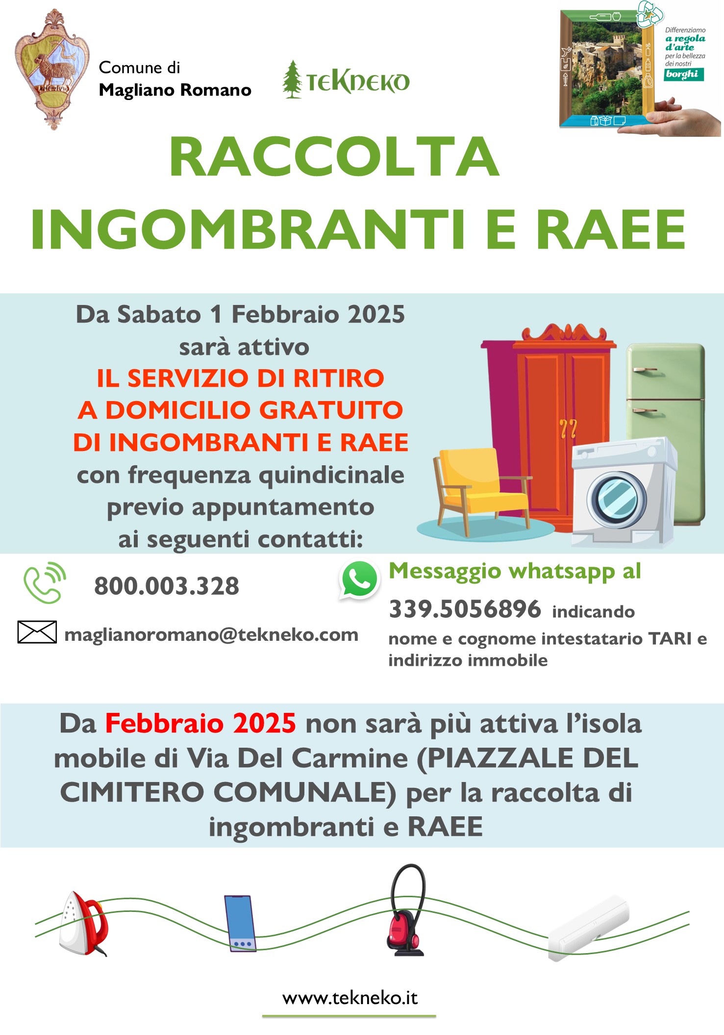 Ritiri a domicilio INGOMBRANTI E RAEE
